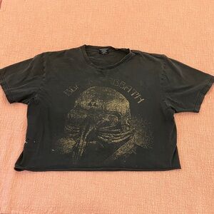 Black Sabbath large wm’s cropped Black Short Sleeve t-shirt - DAMAGED